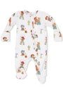Baby onesie with cartoon character design on a white background