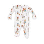 Baby onesie with cartoon character design on a white background