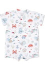 Children's shortall with sea creatures print on a white background
