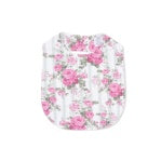 Floral-patterned baby bib on a white background