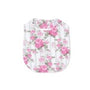 Floral-patterned baby bib on a white background