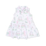 White dress with floral pattern on a white background