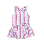 Pink dress with white polka dots on a white background